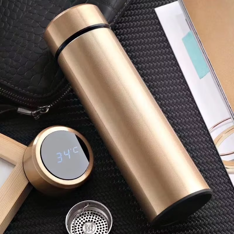 Stainless Steel Insulated Bottle With Temperature Display Lid Double Wall Water Bottle Vacuum Flask Thermal