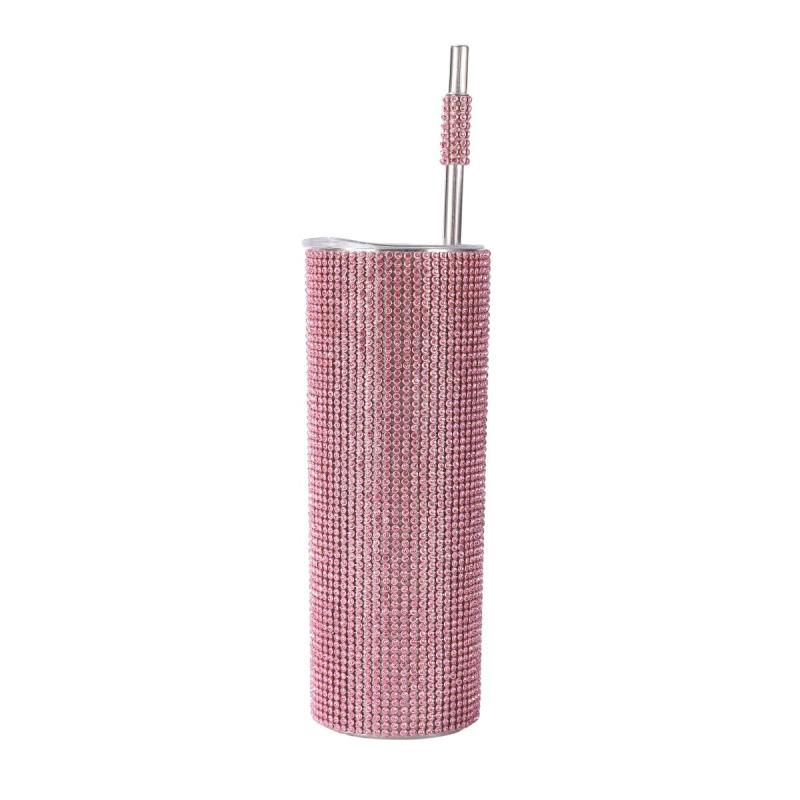 Wholesale Thermos 20oz Straight Stainless Steel Rhinestone Bling Multicolor Diamond Bling Tumbler