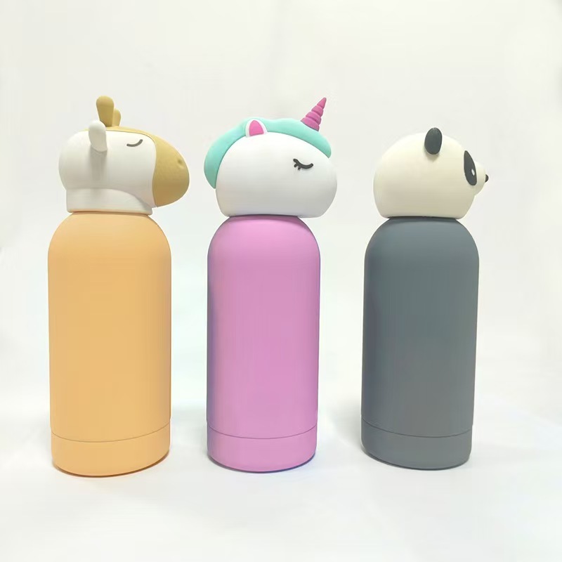 Children's Cartoon Animal Stainless Steel Vacuum Insulated 500ml Thermos Water Bottle with Cute Design Customizable Lid