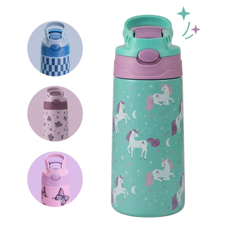 Unicorn Lovely 360ml/12oz Double Wall Stainless Steel Kids Water Flask Portable Vacuum Insulated School Thermos Bottle