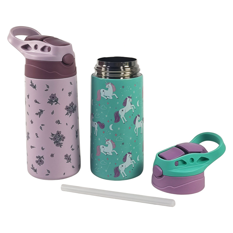 Unicorn Lovely 360ml/12oz Double Wall Stainless Steel Kids Water Flask Portable Vacuum Insulated School Thermos Bottle
