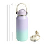Wide Mouth BPA Free Double Wall Stainless Steel Custom Logo Vacuum Flask  Water Bottle with Straw Lids and Handle
