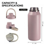 Wide Mouth BPA Free Double Wall Stainless Steel Custom Logo Vacuum Flask  Water Bottle with Straw Lids and Handle