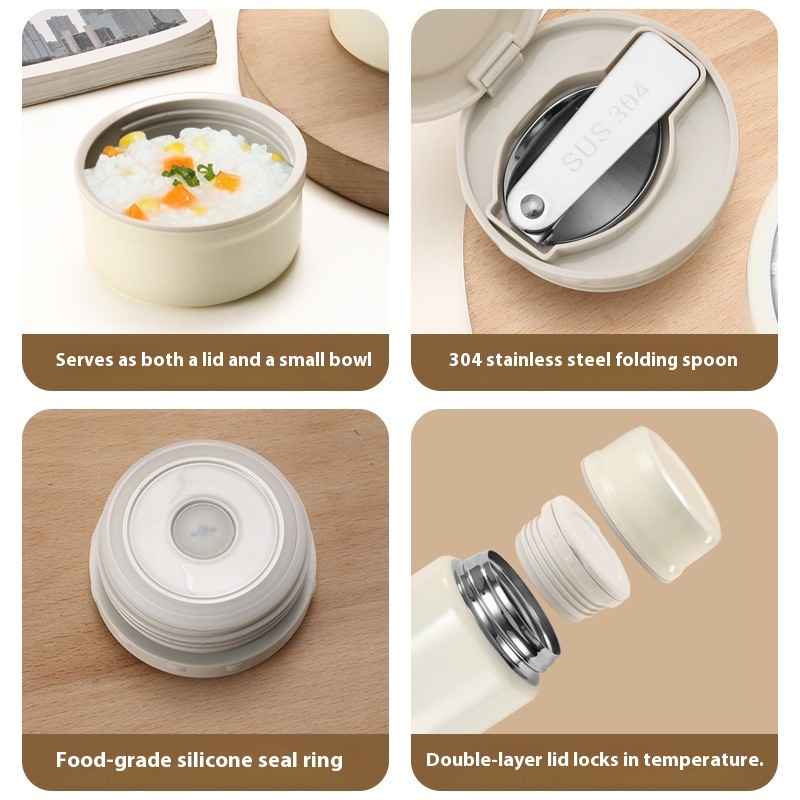 Stainless Steel Braised Pot Portable Work Thermos Cup Super Long Insulated Lunch Box for Porridge Stuff Insulated Beaker