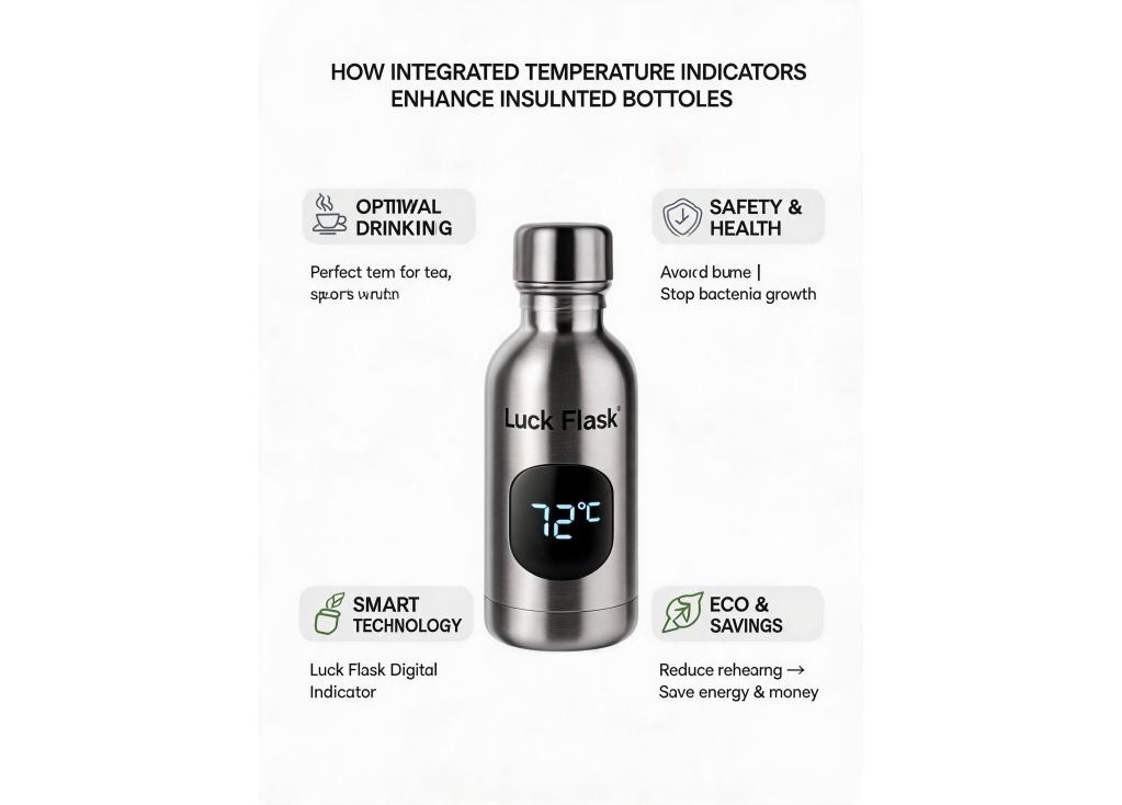 How do integrated temperature indicators enhance the functionality of insulated bottles?