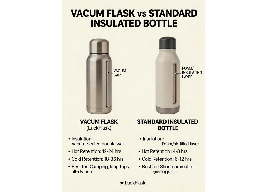 What is the difference between a vacuum flask and a standard insulated bottle?