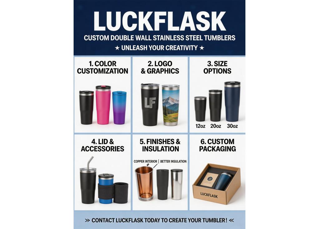 What customization options are available for double wall stainless steel tumblers?