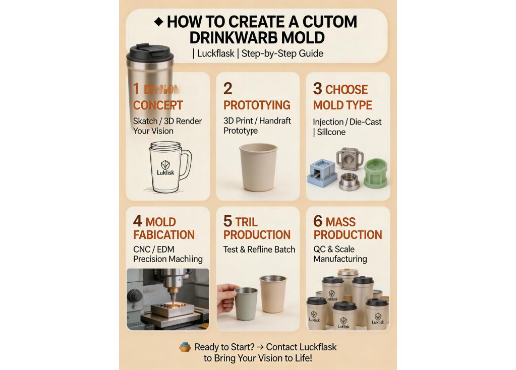 What is the process for creating a custom mold for a unique drinkware design?