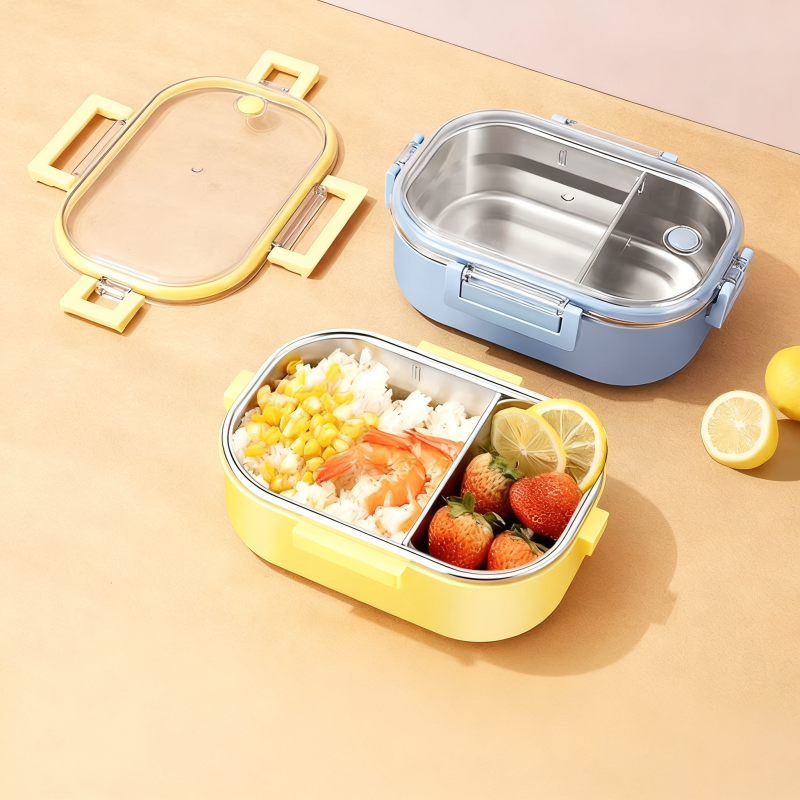 Stainless Steel Eco-friendly Portable Student Lunch Box Steamable Compartment Customized Design Modern Preservation Heatable