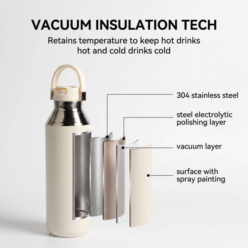 350ml/500ml/750ml Classic Double Wall Stainless Steel Water Bottle Ceramic Coating Vacuum Tumbler Essential for Travel Back School Tea