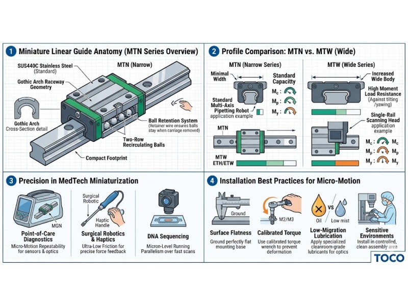 Miniature Linear Guides for MedTech and Lab Automation