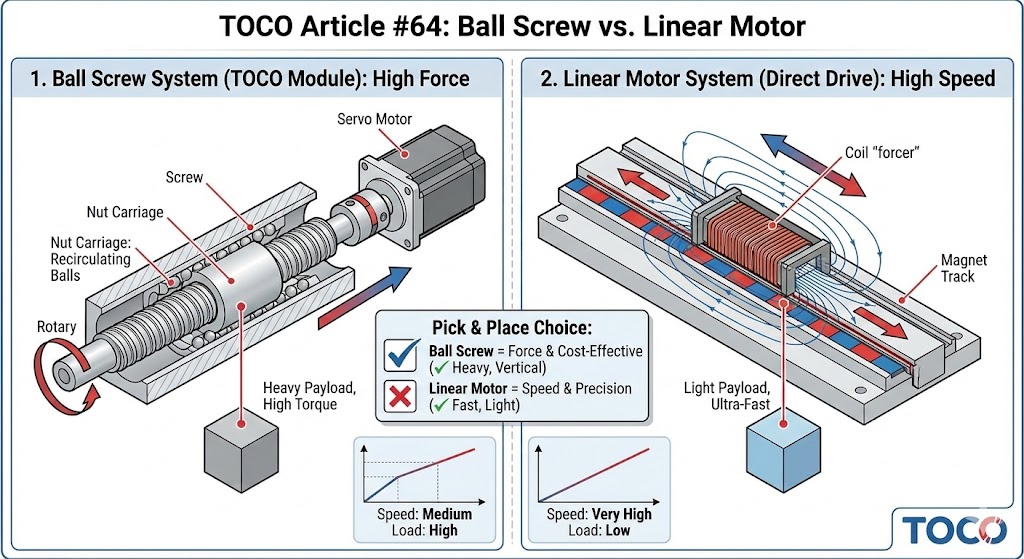 vis à billes vs moteur linéaire