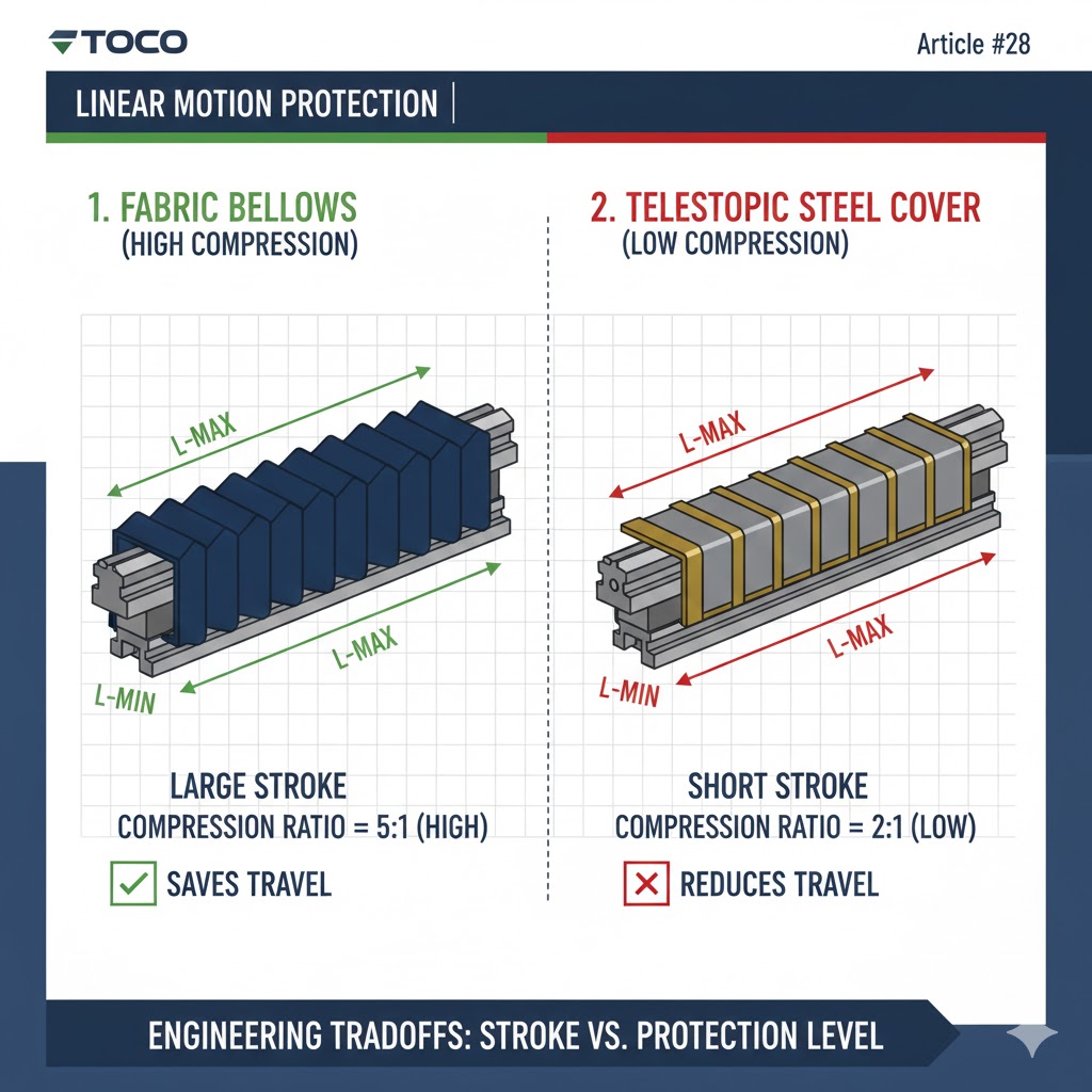 ベローズと伸縮カバーの圧縮比