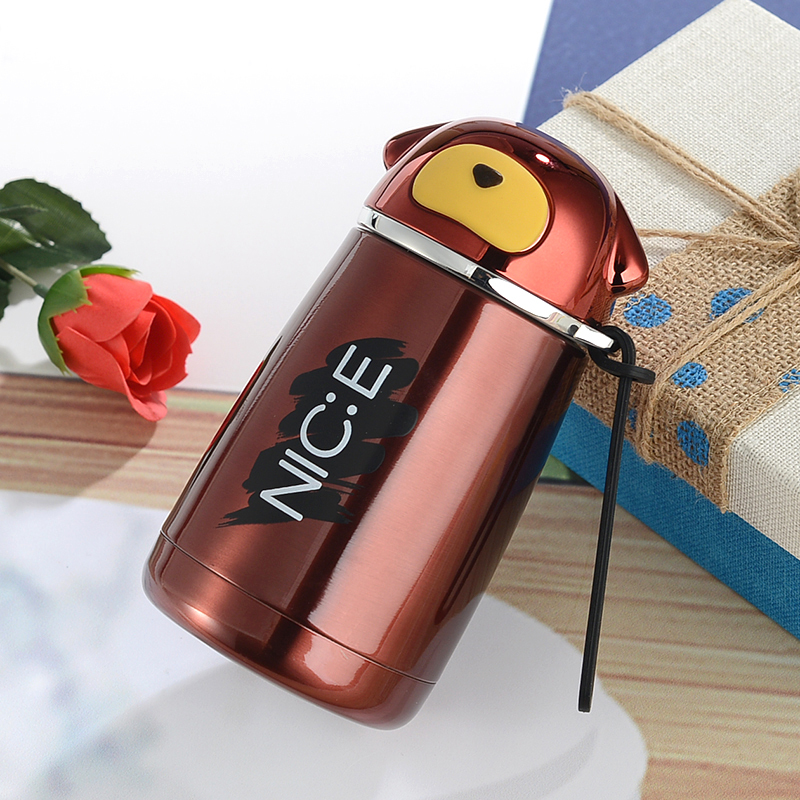 304 Stainless Steel Thermos Creative Fashion Children Cute Dog Pot Belly Bottle Portable Rope Tea Kettle Customized Logo Cup