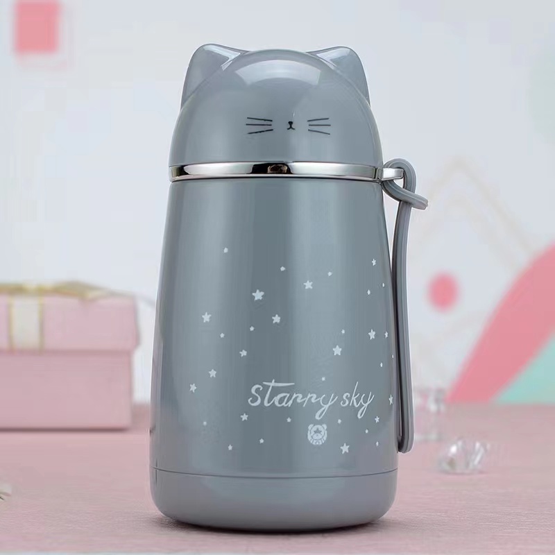 MM Cute Cat Thermos Cup Kids Thermo Mug Drinkware Child 300ML Water Bottle Stainless Steel Vacuum Flask Portable Leak-proof Tumb