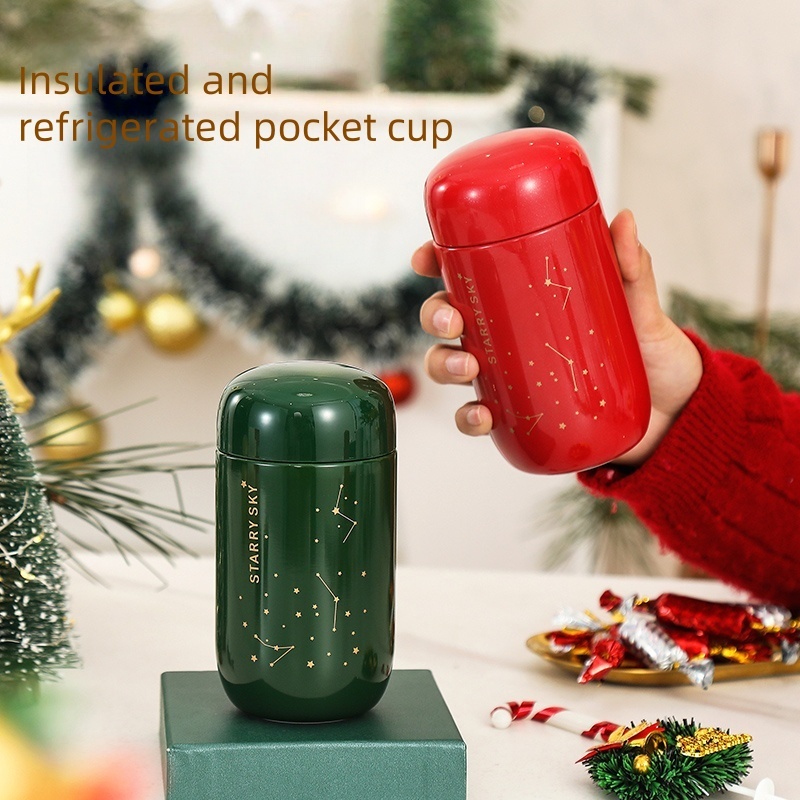 6oz Insulated Thermos Bottle Sport Water Bottle Starry Sky Mini Capacity Leakproof Coffee Mug Vacuum Flask for Promotion Gift