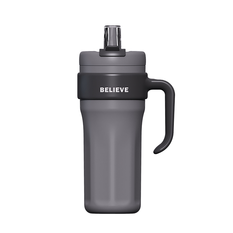 New 40oz Stainless Steel Pure Straw Large Capacity Thermos Cup Simple Outdoor Portable Handle Cup Giant Insulated Cold Cup