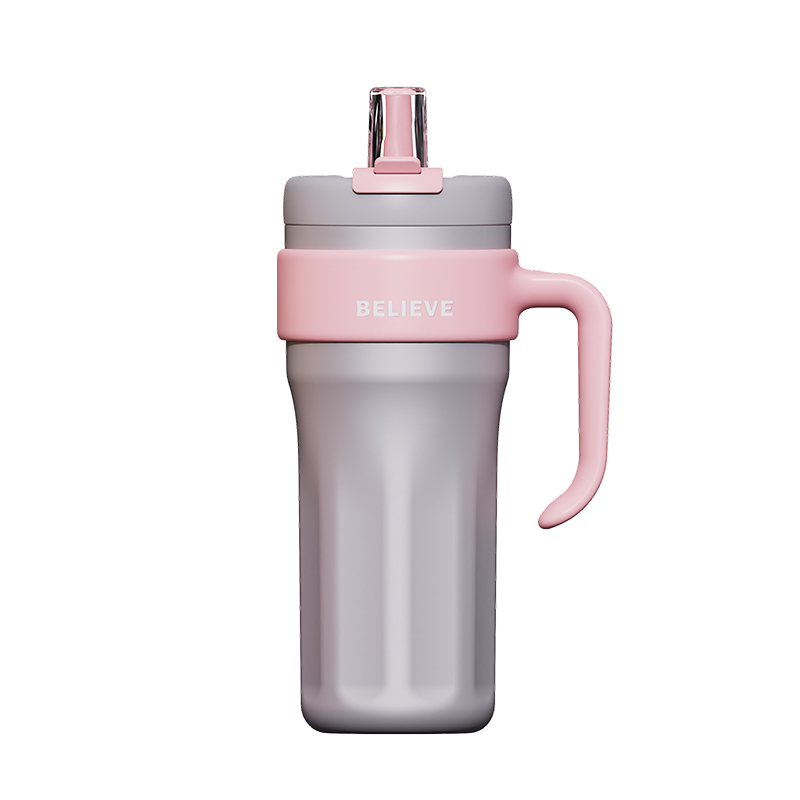 New 40oz Stainless Steel Pure Straw Large Capacity Thermos Cup Simple Outdoor Portable Handle Cup Giant Insulated Cold Cup