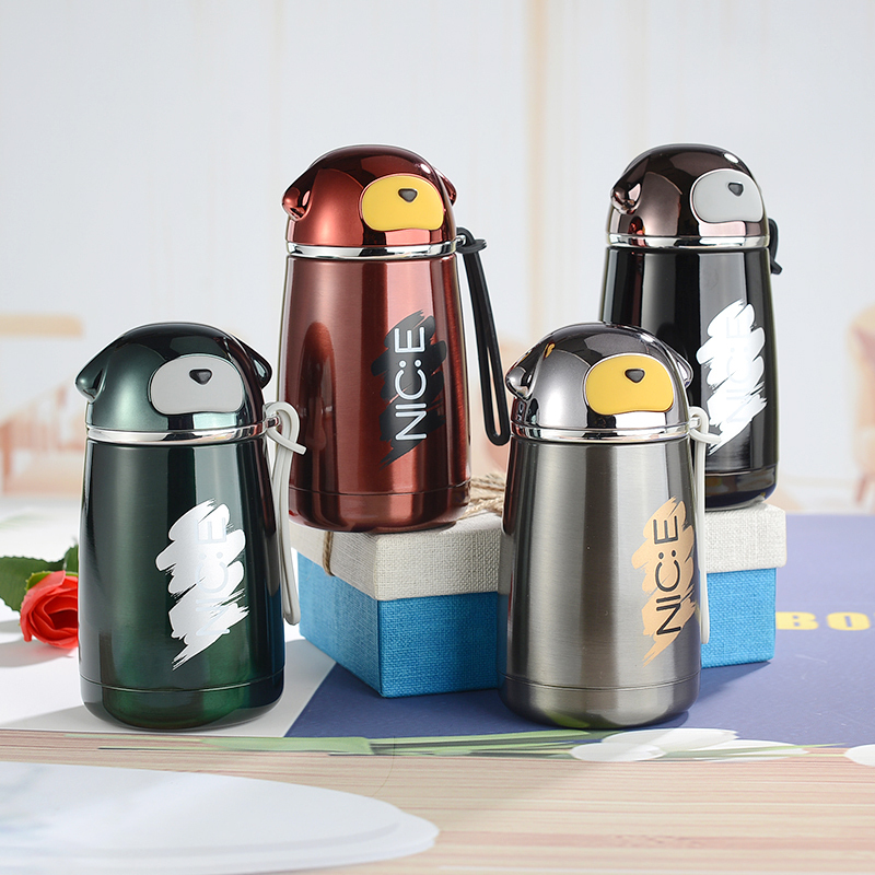 304 Stainless Steel Thermos Creative Fashion Children Cute Dog Pot Belly Bottle Portable Rope Tea Kettle Customized Logo Cup