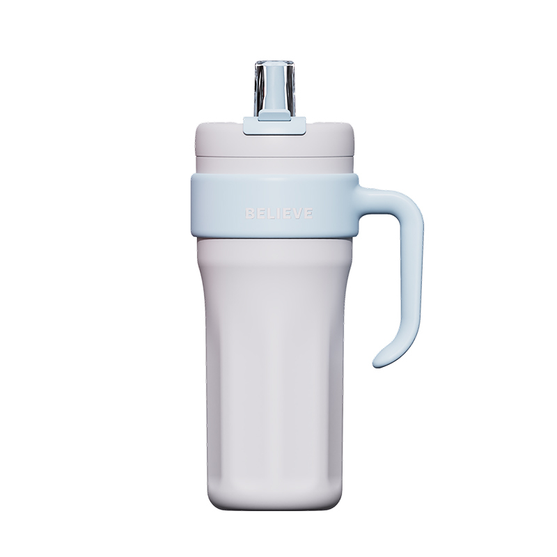 New 40oz Stainless Steel   Pure Straw Large Capacity Thermos Cup Simple Outdoor Portable Handle Cup Giant Insulated Cold Cup