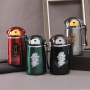 Thermos 300ml 16oz Cup Double Wall Stainless Steel Water Cup Lovely Creative Insulated Bottle With Lid and Straw