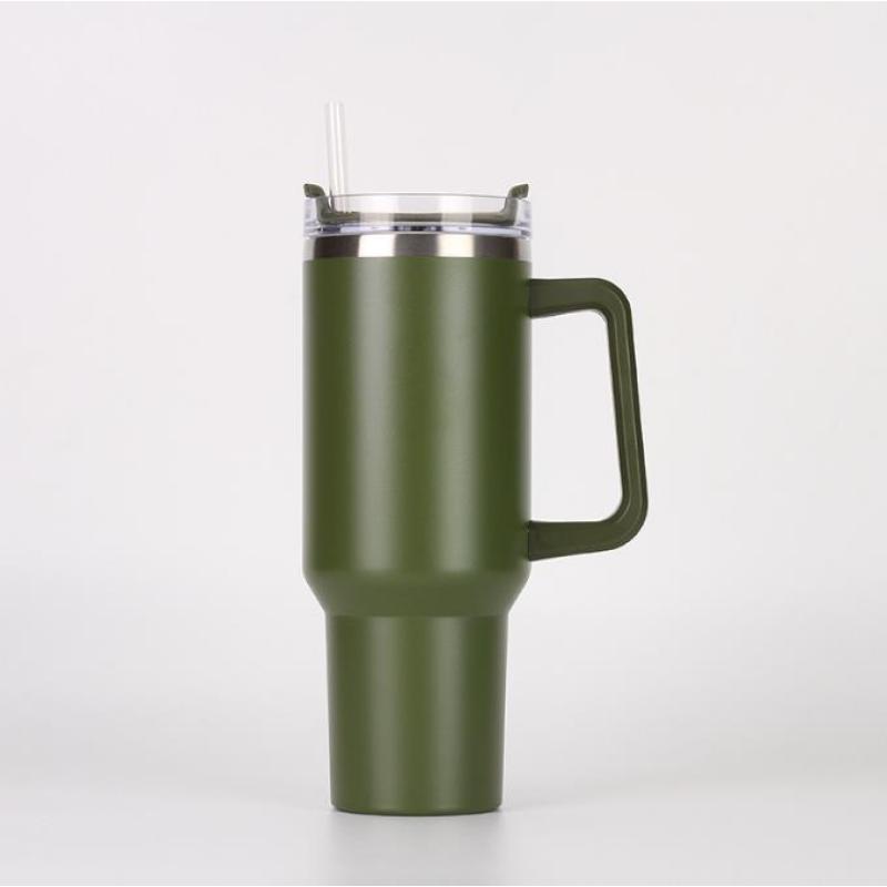 Vacuum Insulated Water Bottle Cups Double Wall Travel Coffee Mug 40oz Stainless Steel Tumbler with Straw and Lid