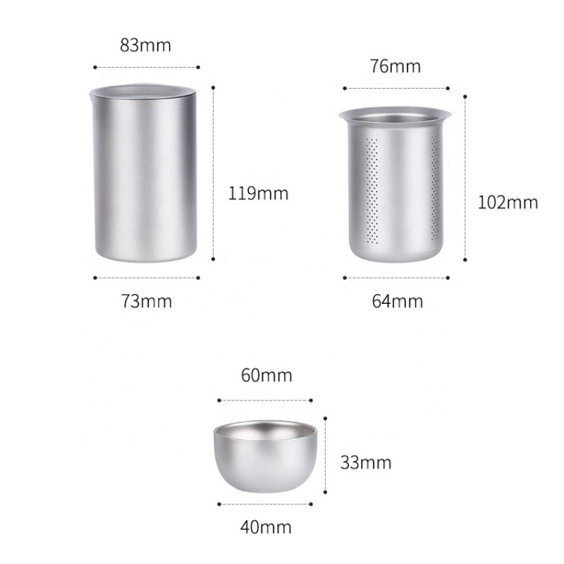 Portable Double Titanium Camping Cup Tea Teapot Set for Outdoor Travel & Drinkware Use