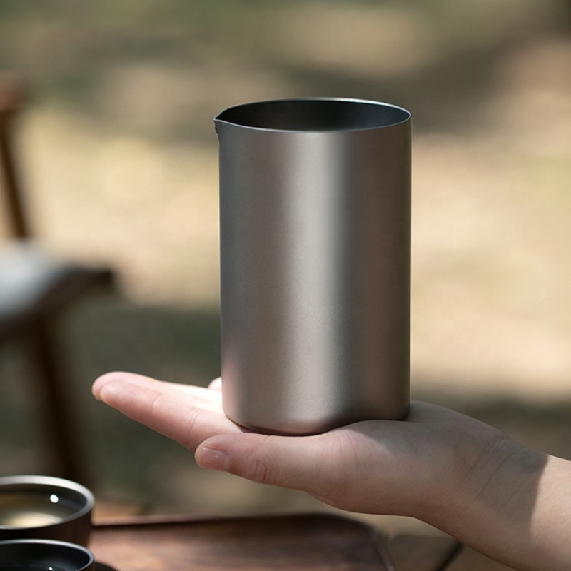Portable Double Titanium Camping Cup Tea Teapot Set for Outdoor Travel & Drinkware Use