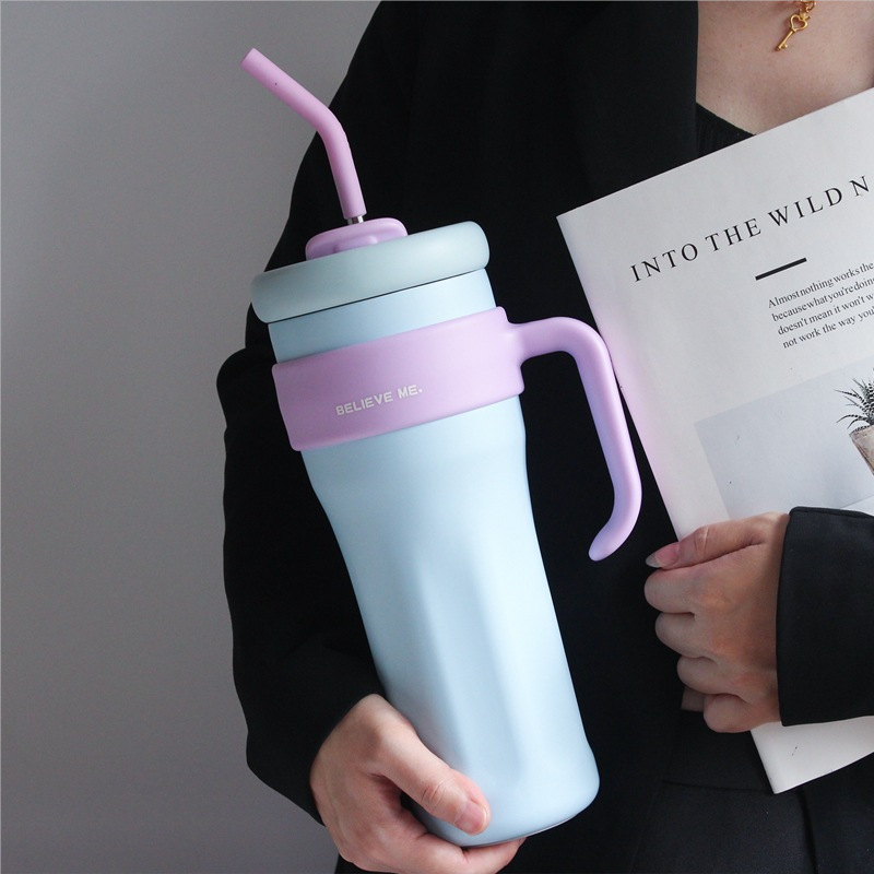 1250ml Oversized Mug Leak Proof Double Wall 316 Stainless Steel Silicone Cover Insulated Mugs for Women