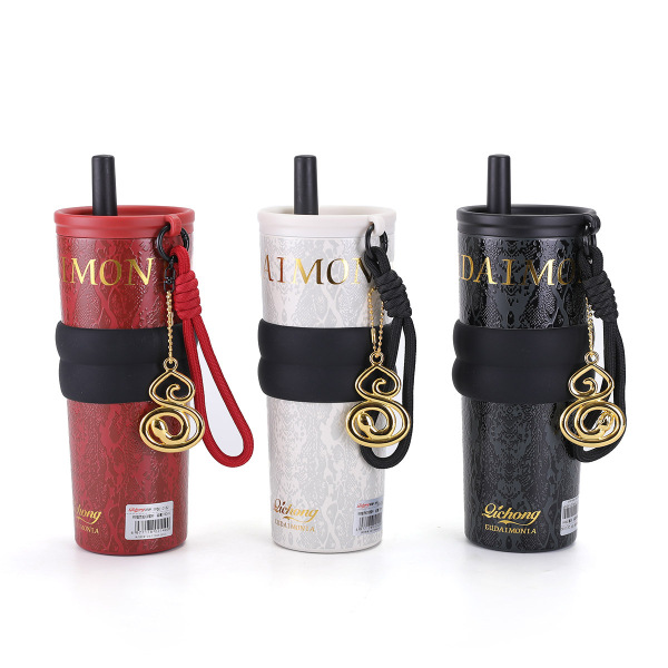 Limited Year Snake 316 Stainless Steel Double Vacuum Insulation Cup Ceramic Lined Suction Tube for Tea Car Gift