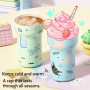 Large Capacity Double Straws 316 Stainless Steel Tumbler Cute Student Net Red Water Cup with Ceramic Lining for Students