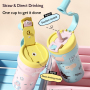 Large Capacity Double Straws 316 Stainless Steel Tumbler Cute Student Net Red Water Cup with Ceramic Lining for Students