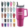 Mulit-color Vacuum Metal Cup Stainless Travel Mug 40oz Insulated Handle Tumbler with Lids and Straw Cup