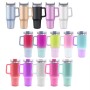 Mulit-color Vacuum Metal Cup Stainless Travel Mug 40oz Insulated Handle Tumbler with Lids and Straw Cup