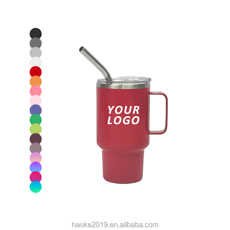 Mugs for Christmas Multicolored Stainless Steel Double Wall Christmas Kids Cups with Handle and Straw