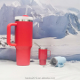 Mugs for Christmas Multicolored Stainless Steel Double Wall Christmas Kids Cups with Handle and Straw