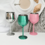 Wholesale Food Grade Drinkware Fashion Style Home Party Stainless Steel Beverage Glass Tumbler Red Wine Goblet