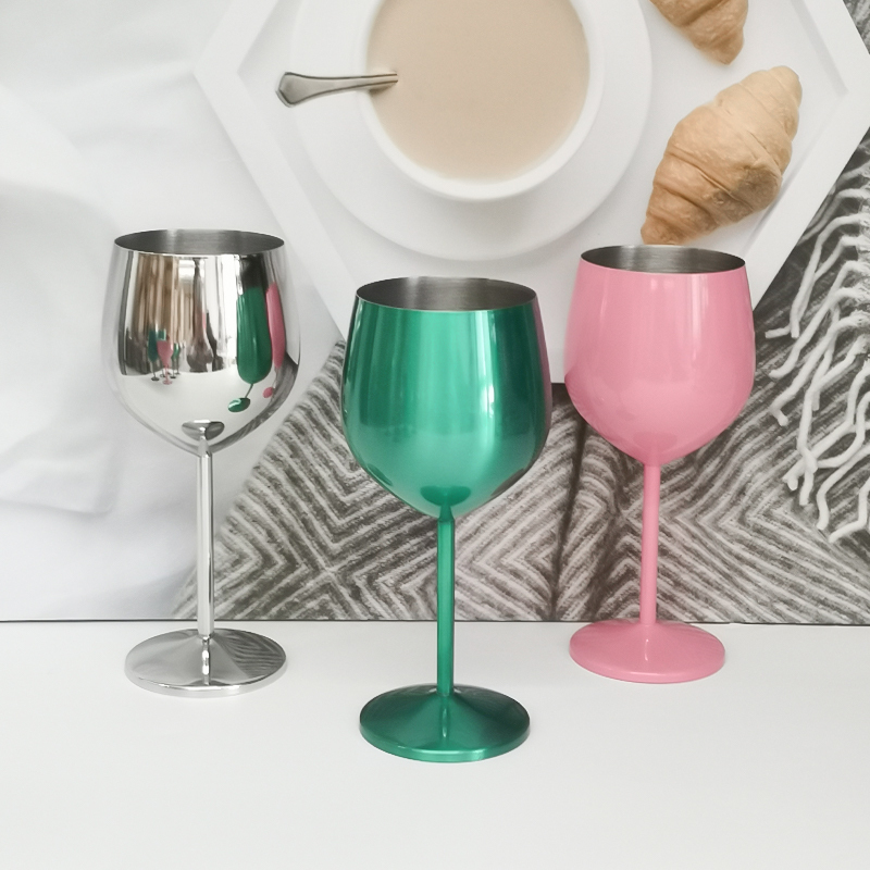 Wholesale Food Grade Drinkware Fashion Style Home Party Stainless Steel Beverage Glass Tumbler Red Wine Goblet