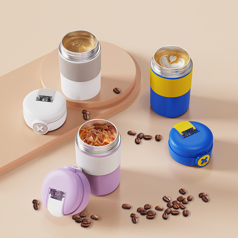 Modern Coffee Thermos 316 Stainless Steel Dual Lid Water Bottle Stylish Mini Travel Mug for Men Women Hot Cold Drink Tumbler