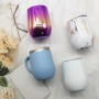 New Style Customized Mug 12oz Wine Glass Stainless Steel Insulated Reusable Egg Wine Tumbler Cup With Lid