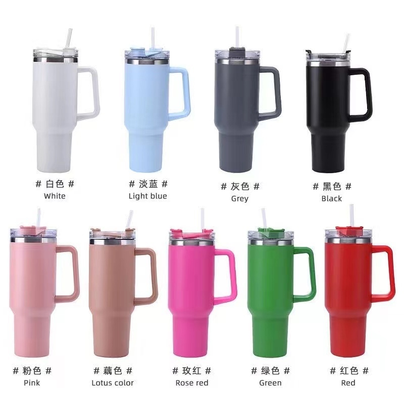 Wholesale Bulk Stainless Steel Insulated Vacuum 40 oz Tumbler with Handle Straw Car Tumbler with Waterproof Lid and Straw