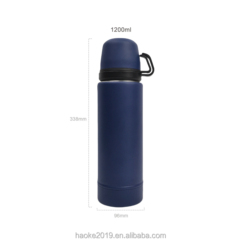Wholesale Large Capacity 1200ml Outdoor Travel Cup Vacuum Thermos Flasks Stainless Steel Water Bottle with Two Lids