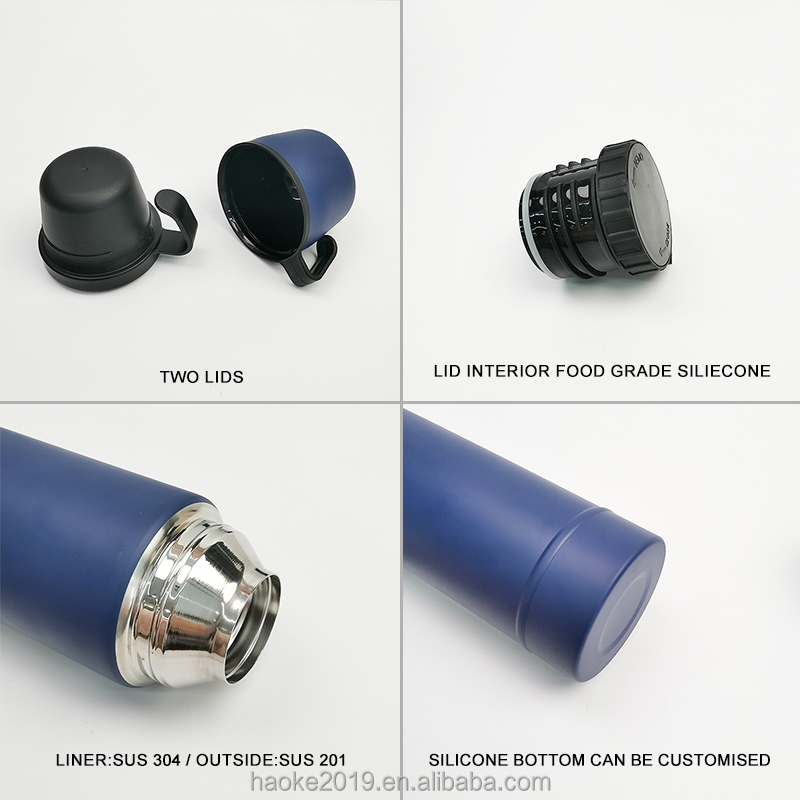 Wholesale Large Capacity 1200ml Outdoor Travel Cup Vacuum Thermos Flasks Stainless Steel Water Bottle with Two Lids