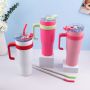 Personalized Custom 40Oz Classic Vacuum Metal 304 Stainless Steel Coffee Tumbler Cup With Handle Straw Lid