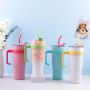 Personalized Custom 40Oz Classic Vacuum Metal 304 Stainless Steel Coffee Tumbler Cup With Handle Straw Lid