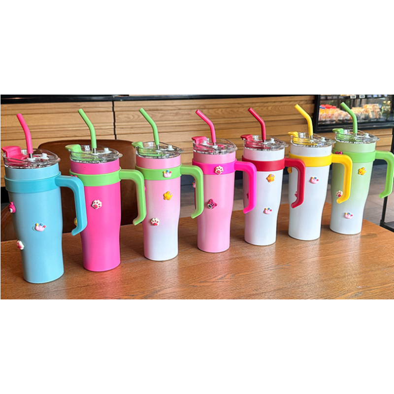 Personalized Custom 40Oz Classic Vacuum Metal 304 Stainless Steel Coffee Tumbler Cup With Handle Straw Lid