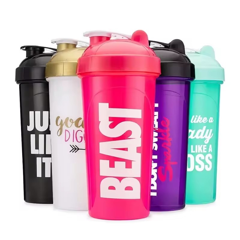 Protein Mixes 16 oz BPA-Free Leak Proof Water Cups Dishwasher Safe Plastic Sports Bottle Reusable for Gym