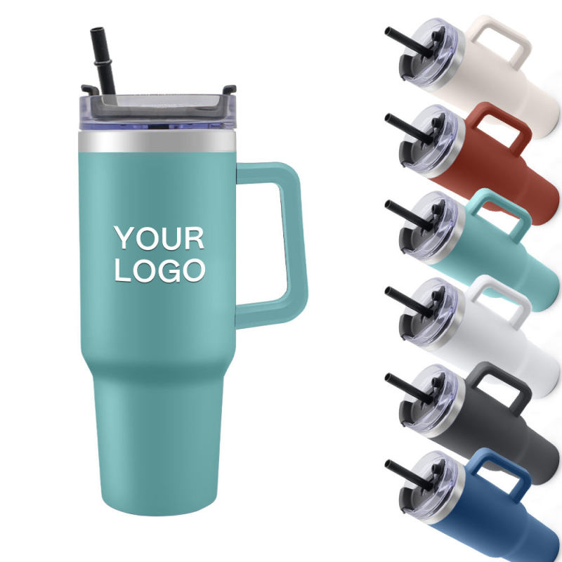 Wholesale Stainless Steel Insulated Coffee Tumbler New Design Powder Coated 40oz Travel Tumbler With Straw