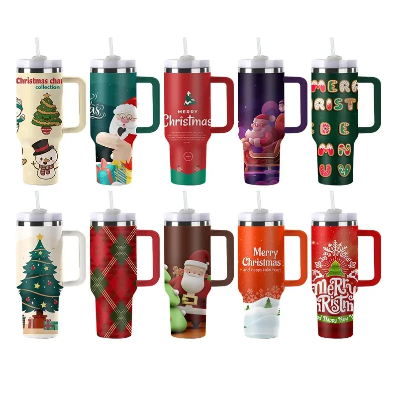 Custom Christmas Design Thermos Bottle 40oz Stainless Steel Christmas Cups Mugs Tumblers