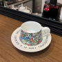 Wholesale Hot Selling Colours Retro Oil Painting Flowers and Birds Milk Coffee Ceramic Cup Plate Set
